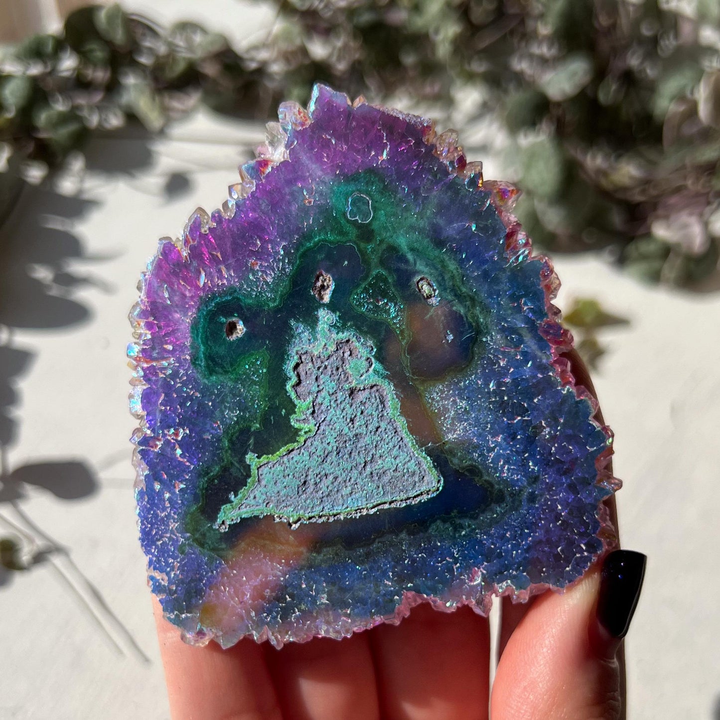 Rainbow Aura Amethyst Stalactite