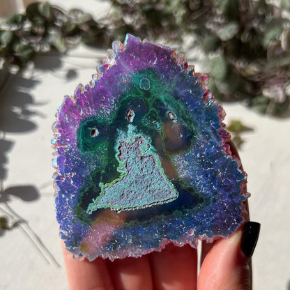 Rainbow Aura Amethyst Stalactite