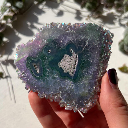 Rainbow Aura Amethyst Stalactite
