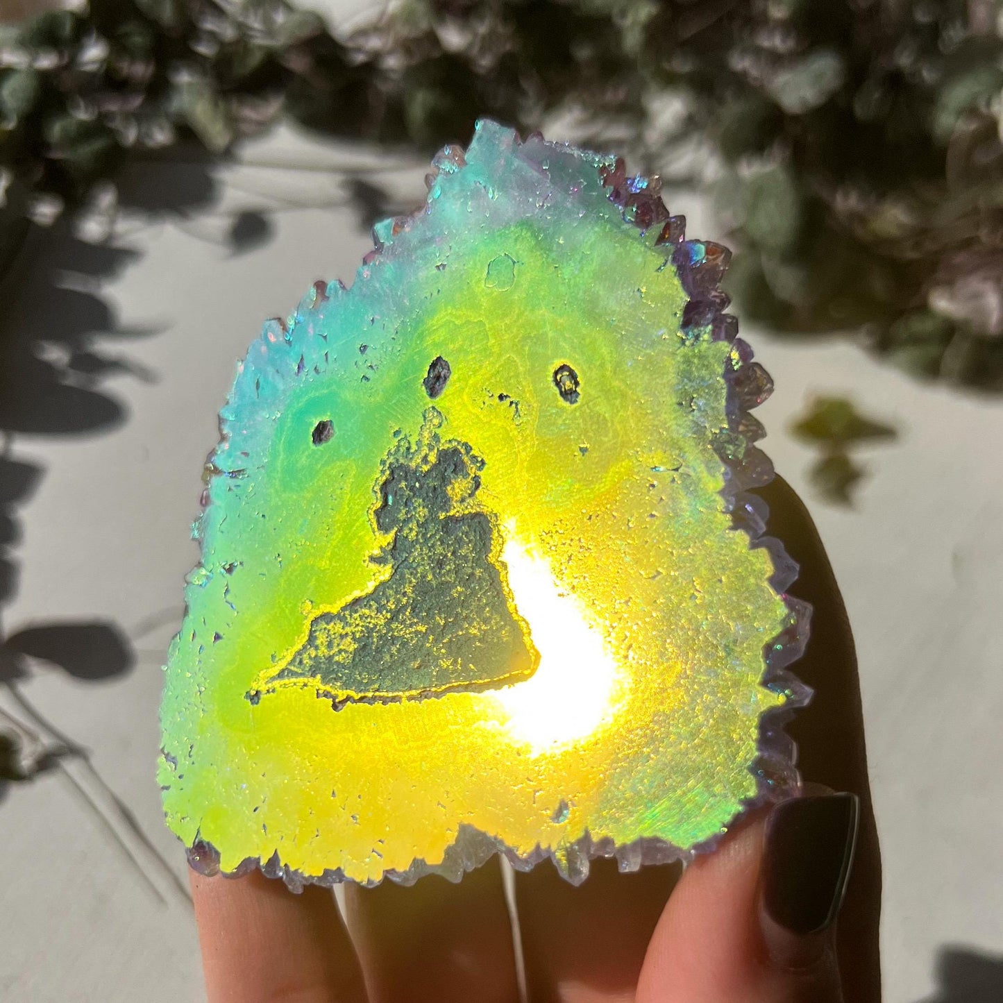 Rainbow Aura Amethyst Stalactite