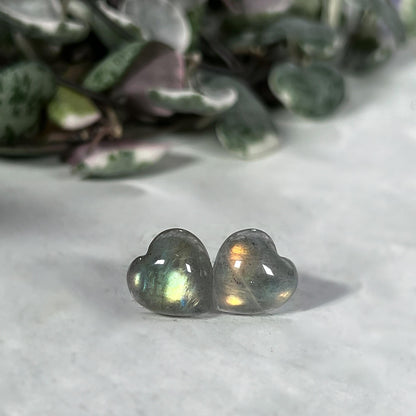 Labradorite Heart Stud Earrings