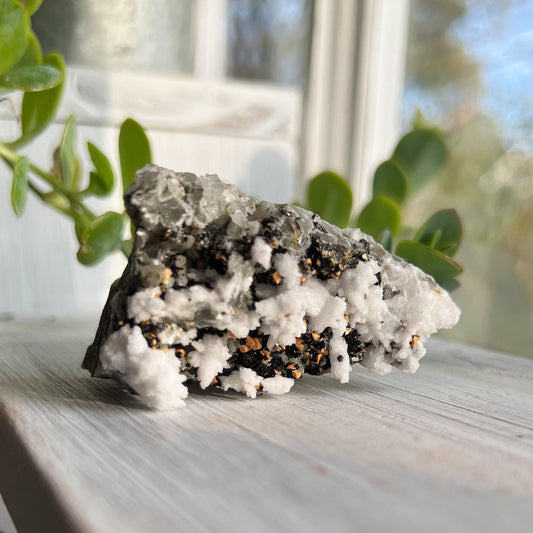 White Aragonite Calcite Cluster