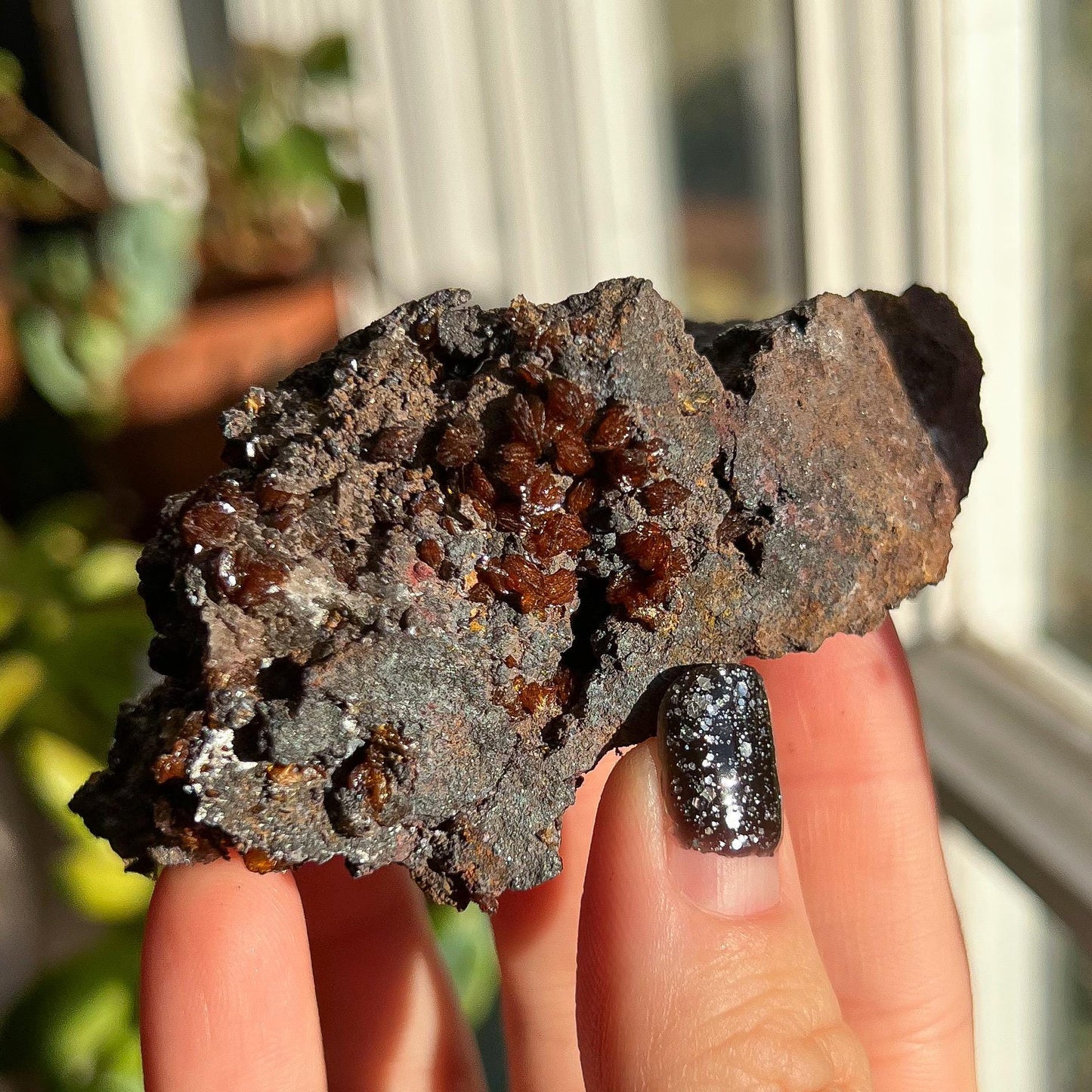Crystallized Orange Calcite Nodules on Matrix