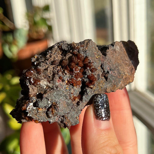 Crystallized Orange Calcite Nodules on Matrix