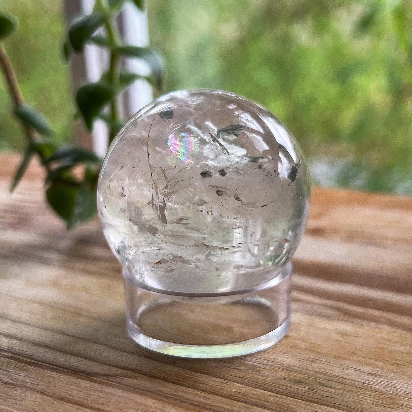 Pyrite in Girasol Quartz Sphere