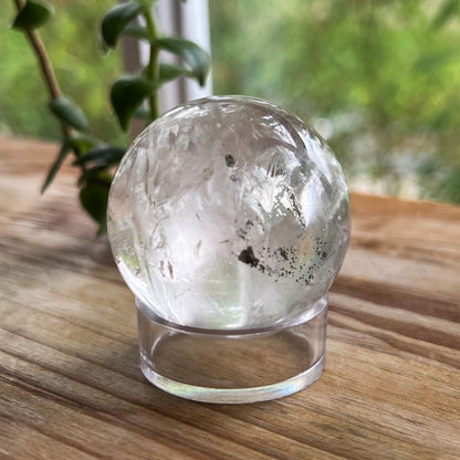 Pyrite in Girasol Quartz Sphere
