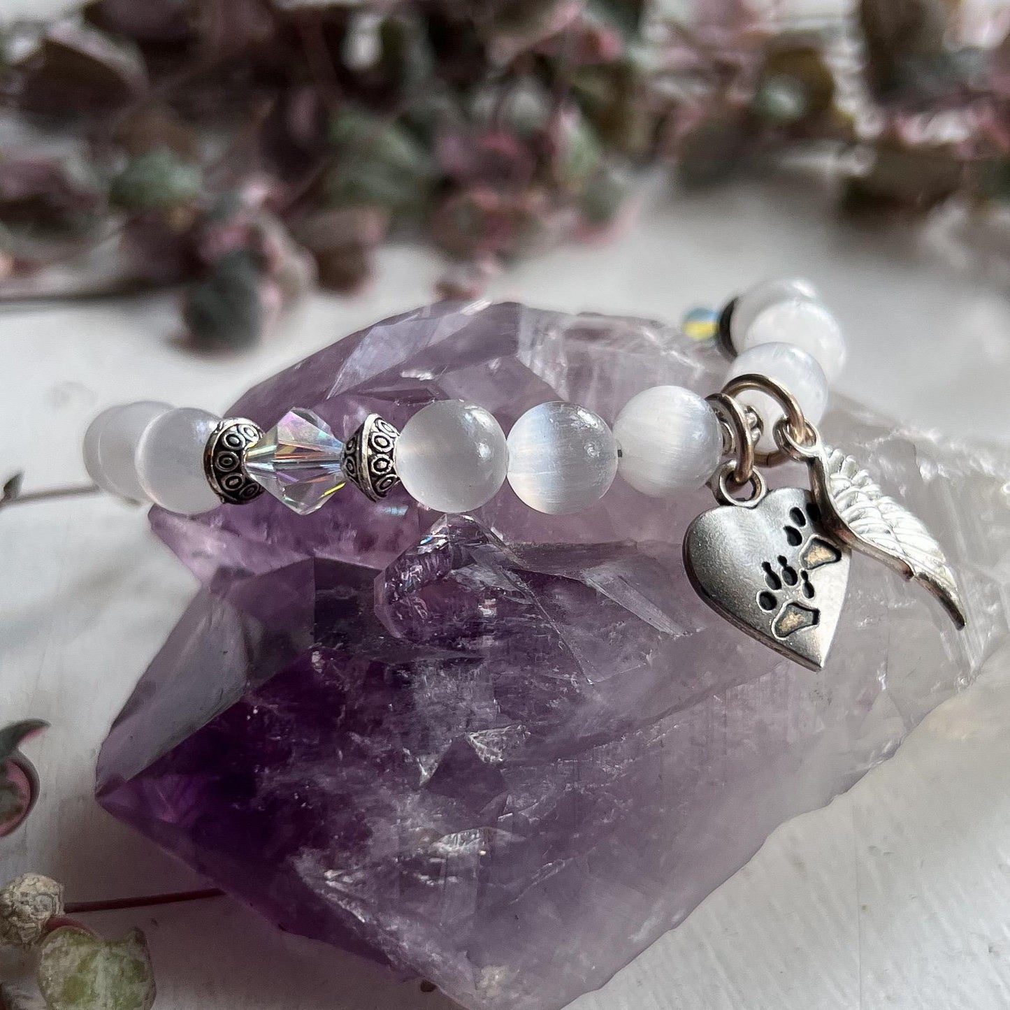 Pet Memorial Selenite Bracelet