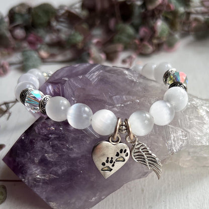 Pet Memorial Selenite Bracelet