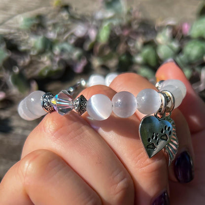Pet Memorial Selenite Bracelet