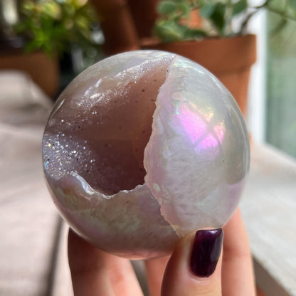 Rainbow Sugar Druzy Agate Sphere