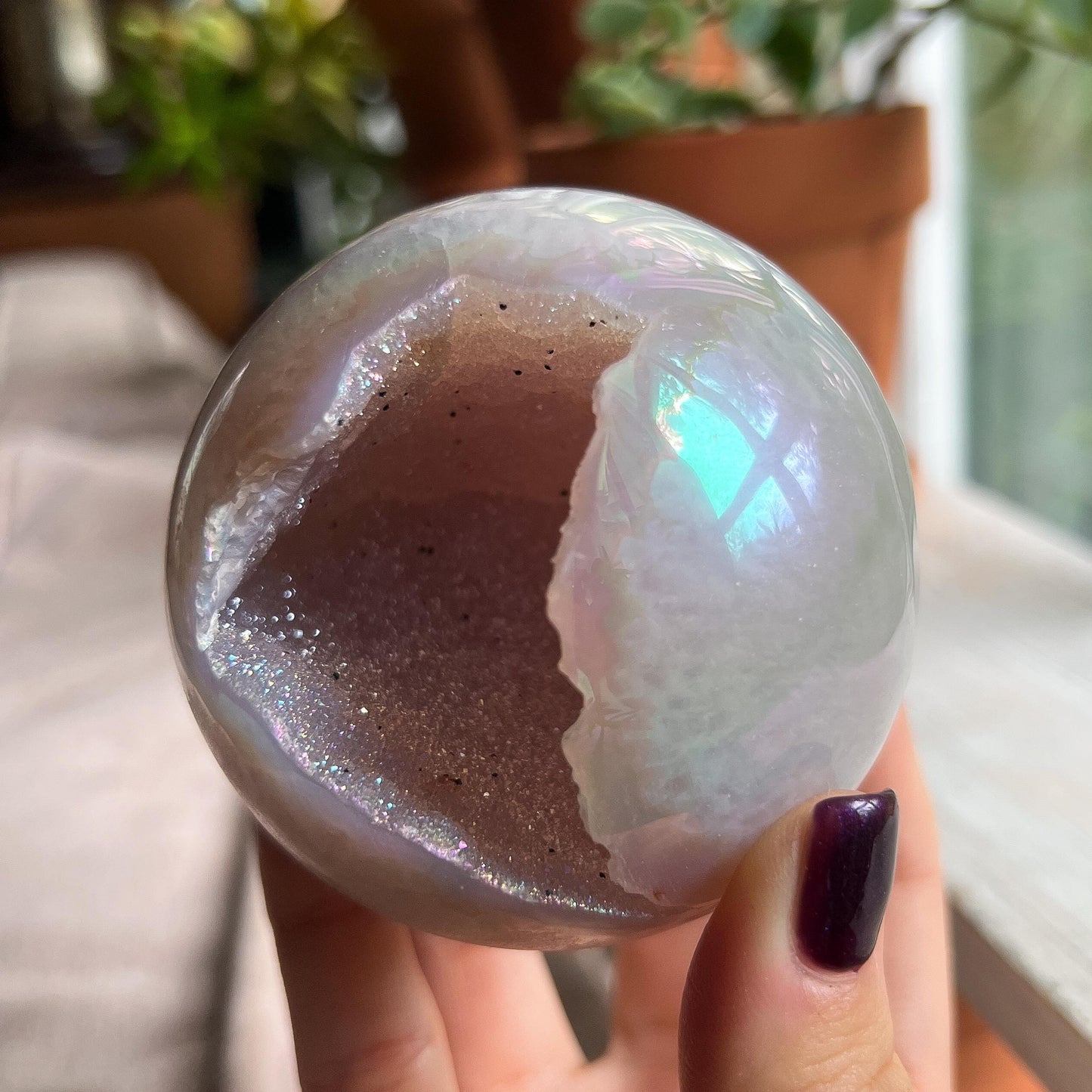 Rainbow Sugar Druzy Agate Sphere