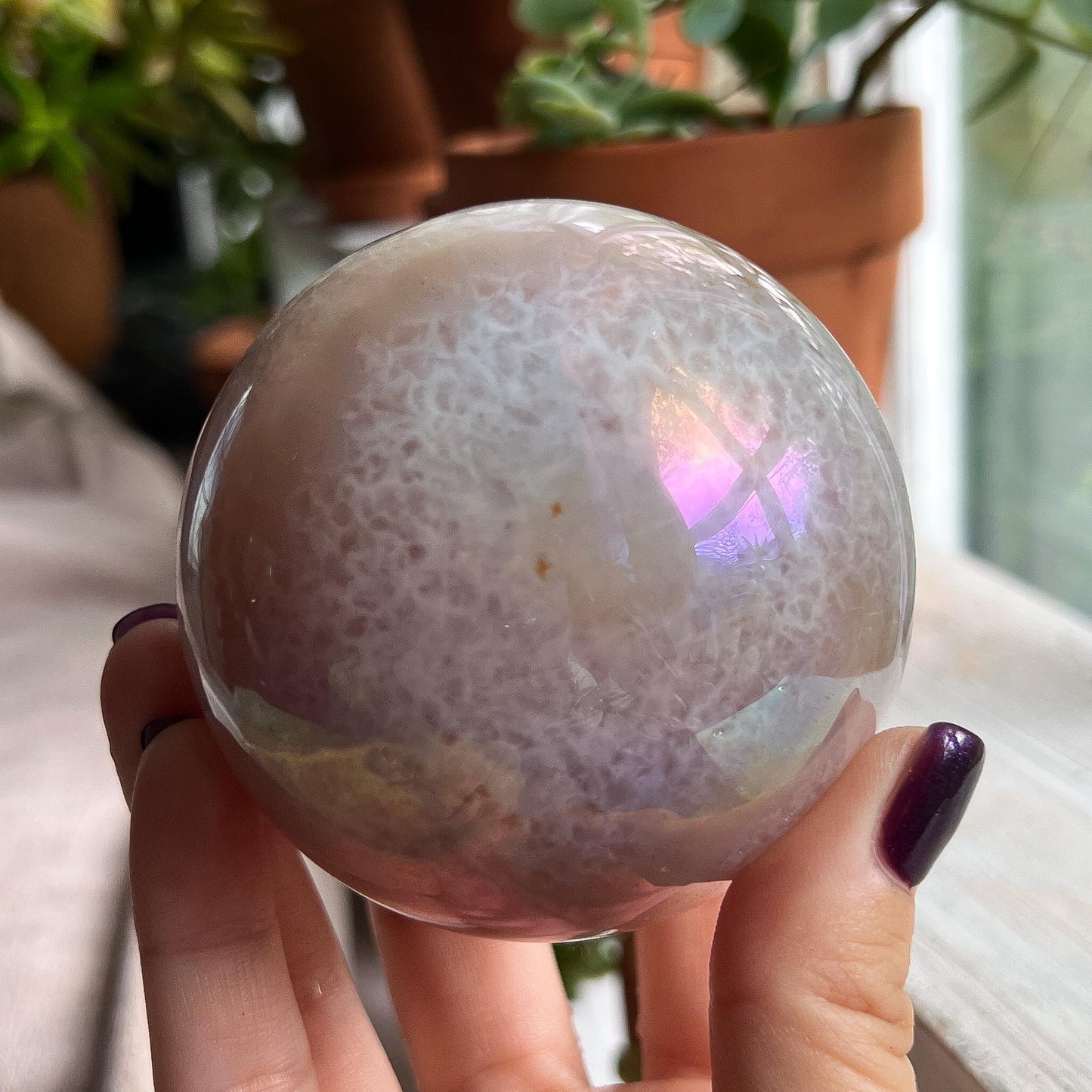 Rainbow Sugar Druzy Agate Sphere