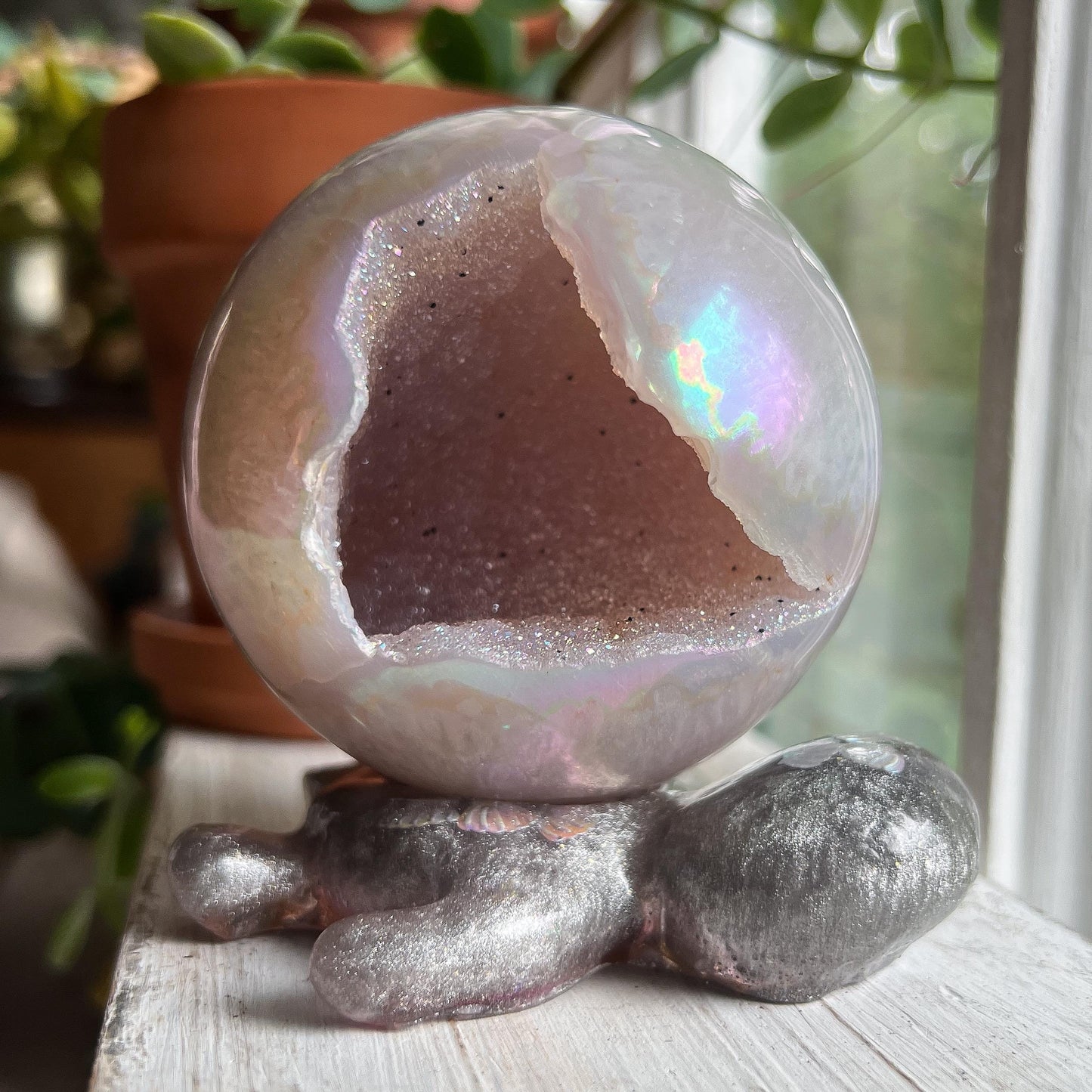 Rainbow Sugar Druzy Agate Sphere