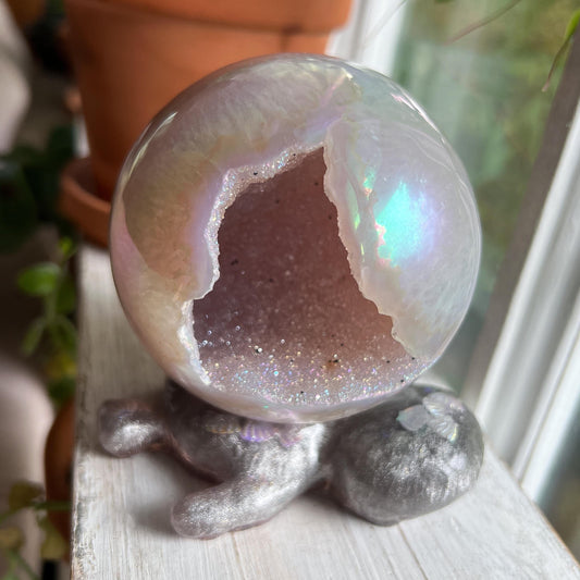 Rainbow Sugar Druzy Agate Sphere