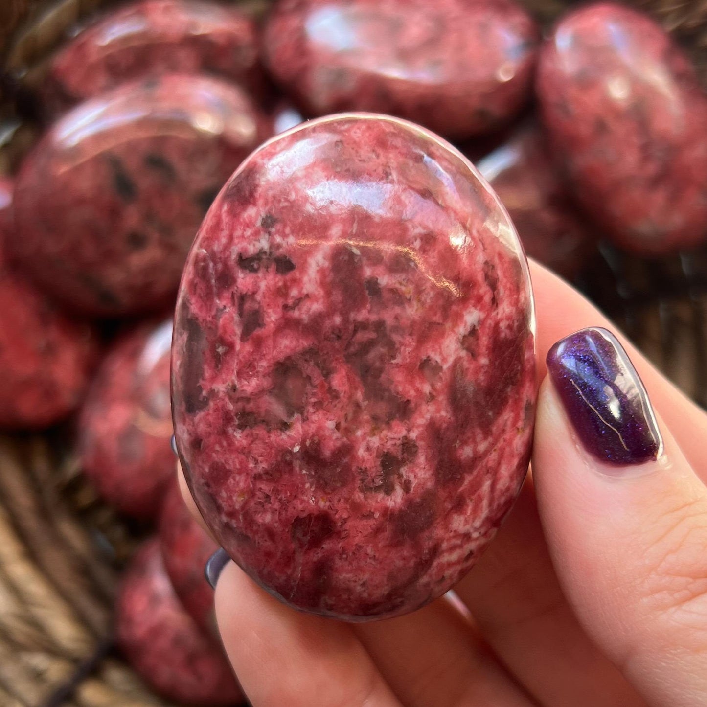 Dark Thulite Palm Stones