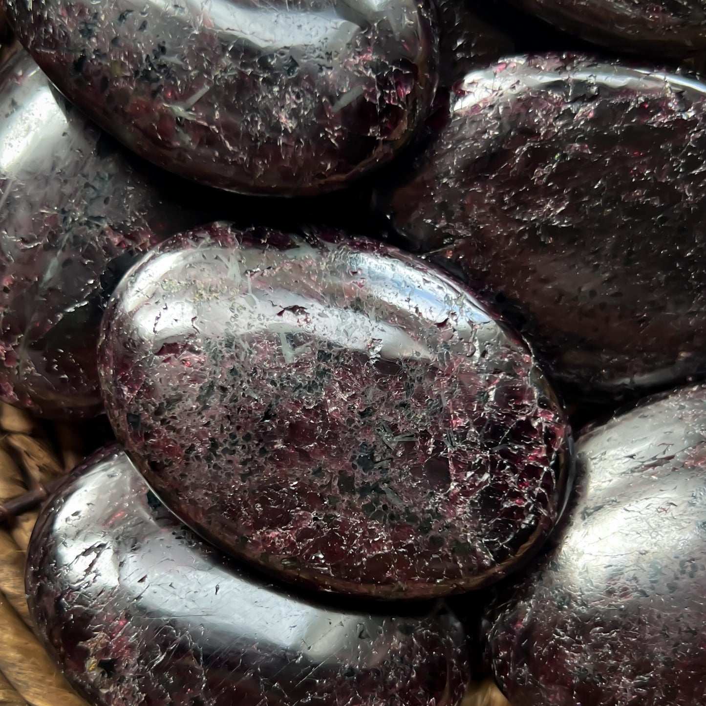 Rhodolite Garnet Palm Stones