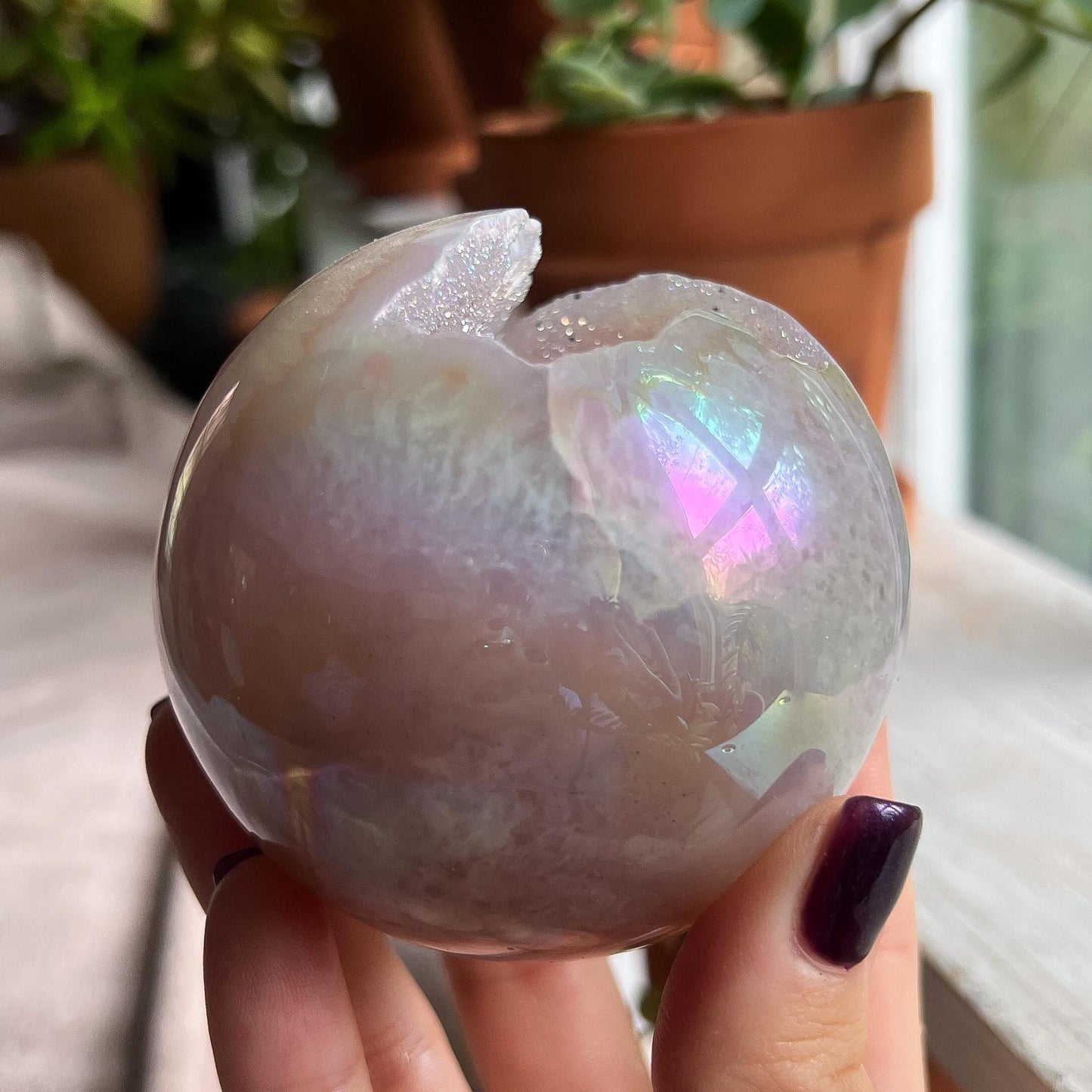 Rainbow Sugar Druzy Agate Sphere