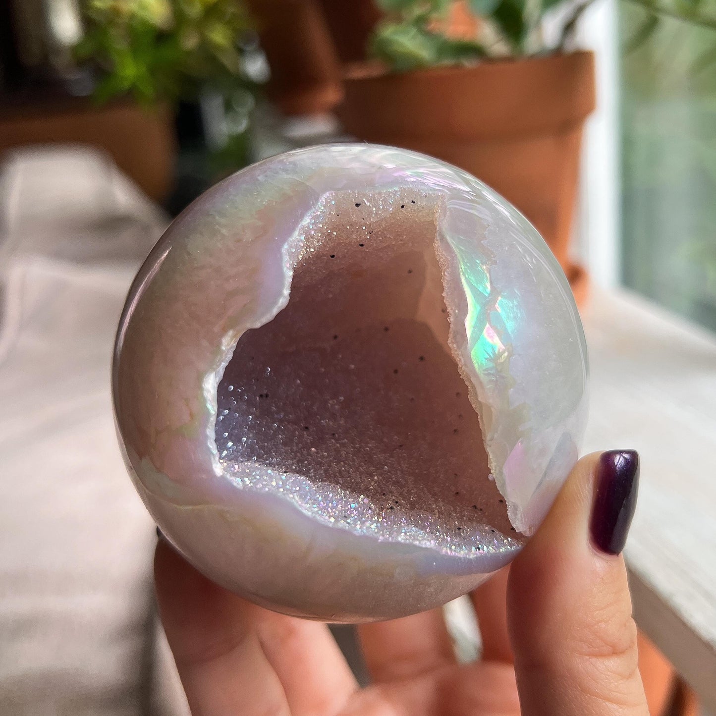 Rainbow Sugar Druzy Agate Sphere