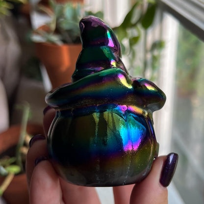 Rainbow Aura Obsidian Witch Pumpkin