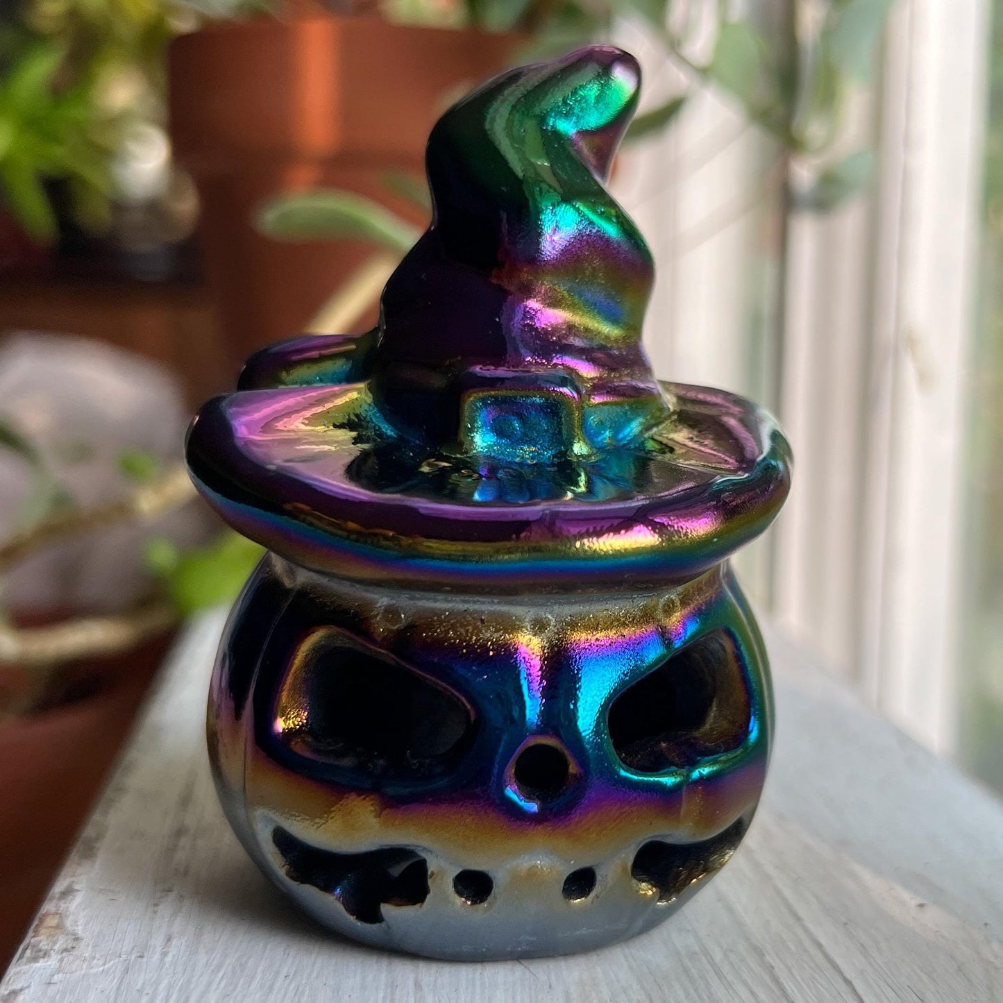 Rainbow Aura Obsidian Witch Pumpkin