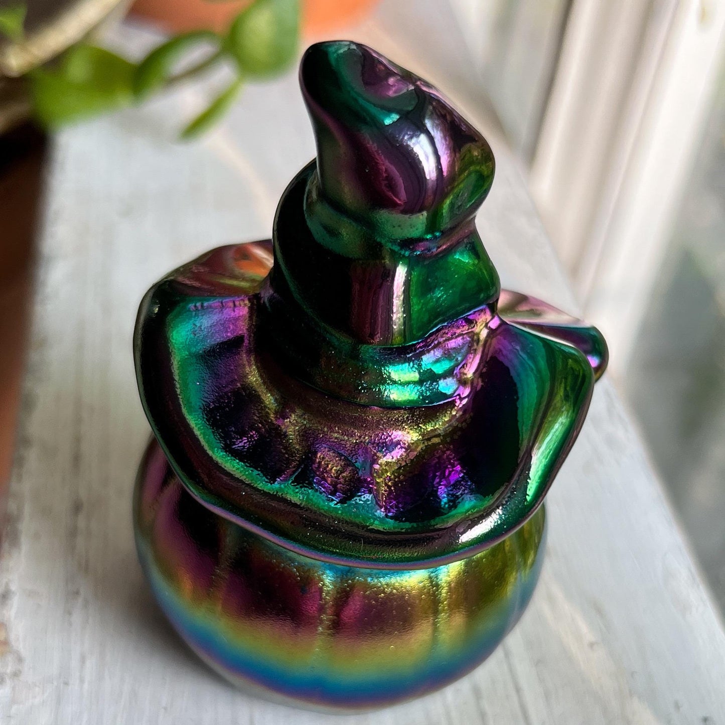 Rainbow Aura Obsidian Witch Pumpkin