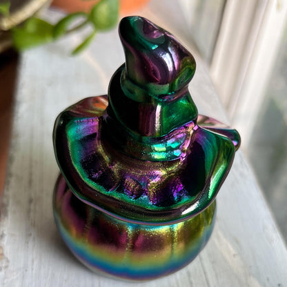 Rainbow Aura Obsidian Witch Pumpkin