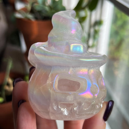 Rainbow Rose Quartz Witch Pumpkin