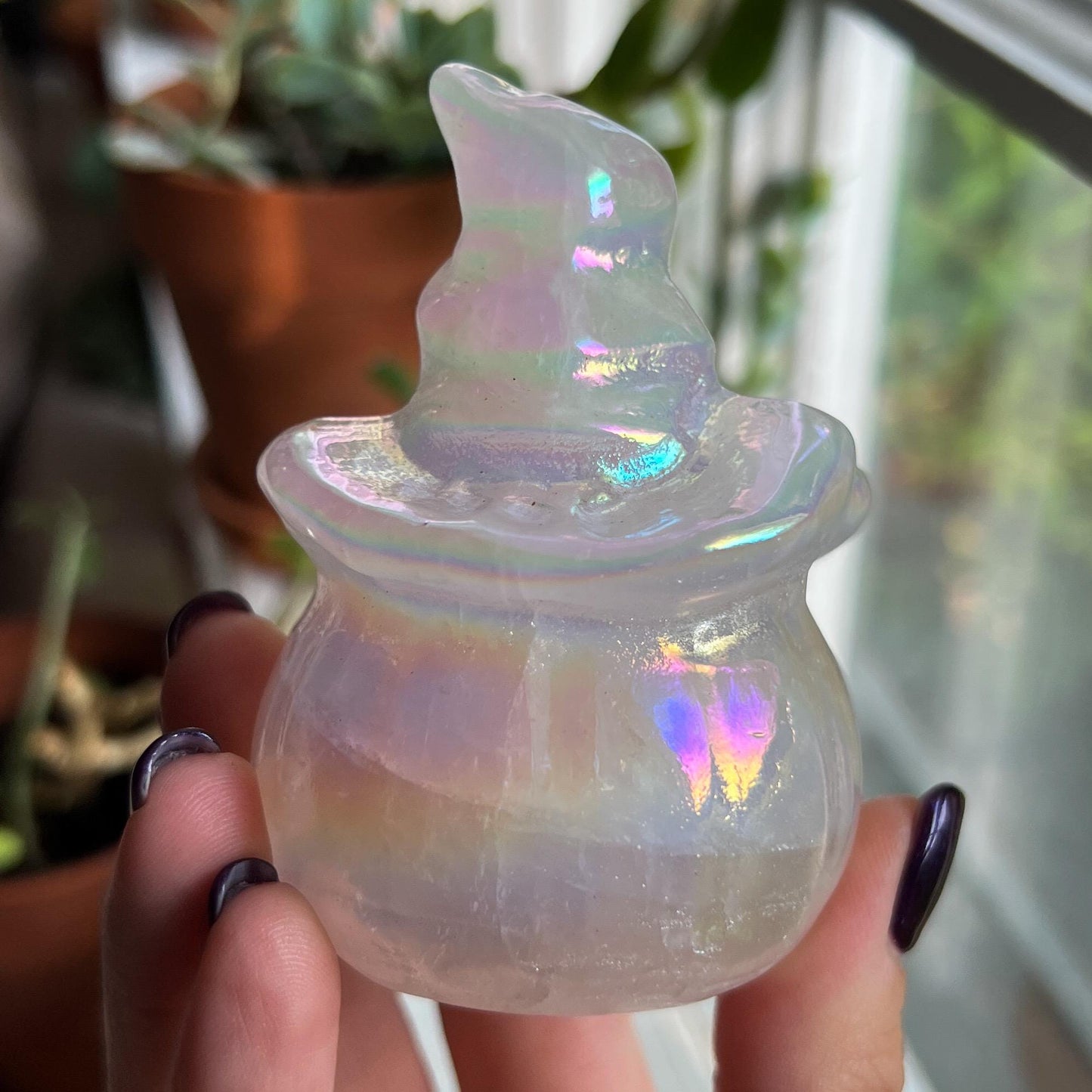 Rainbow Rose Quartz Witch Pumpkin