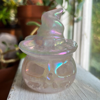 Rainbow Rose Quartz Witch Pumpkin