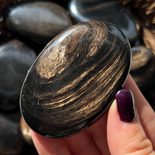 Copper Black Obsidian Palm Stones