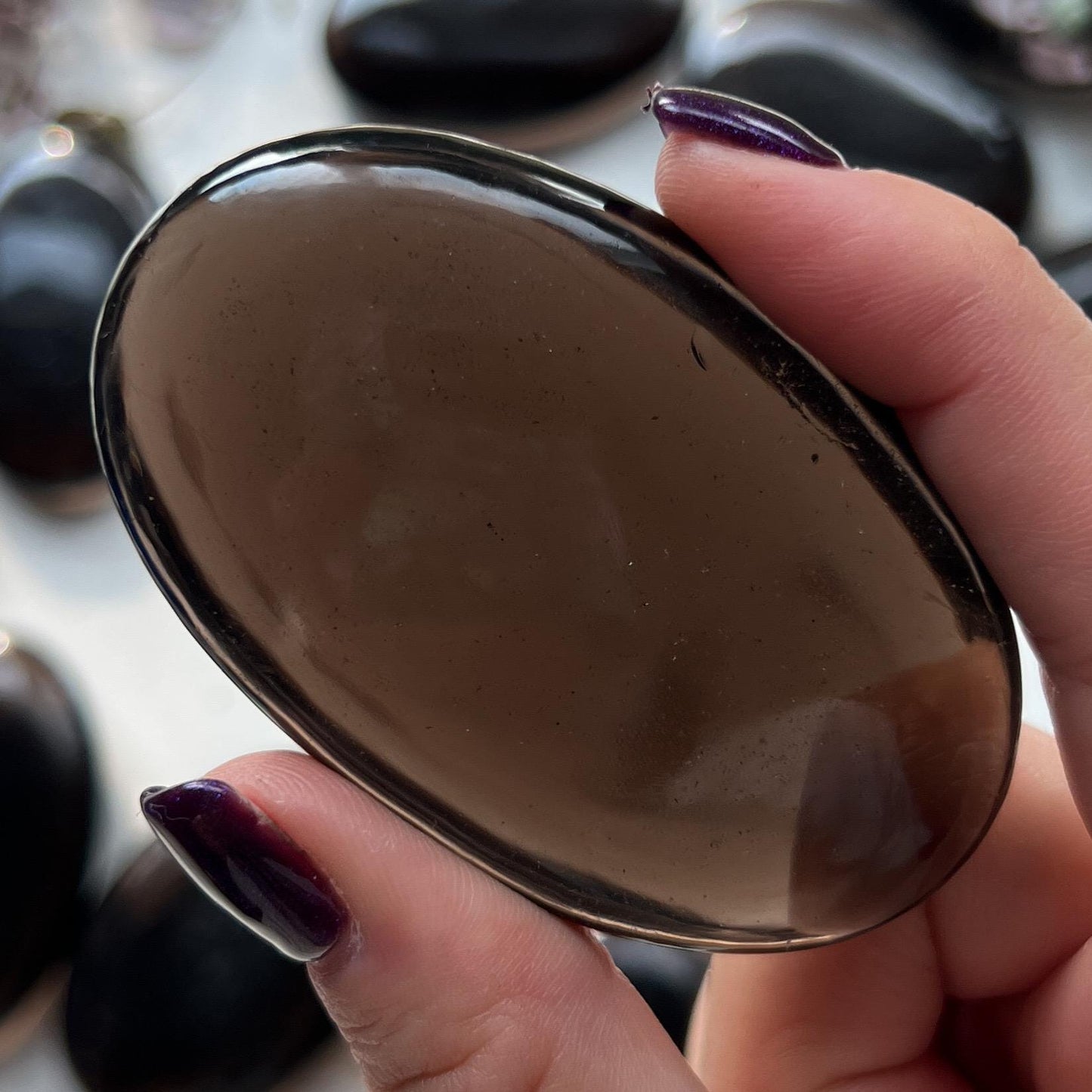 Smoky Obsidian Palm Stones