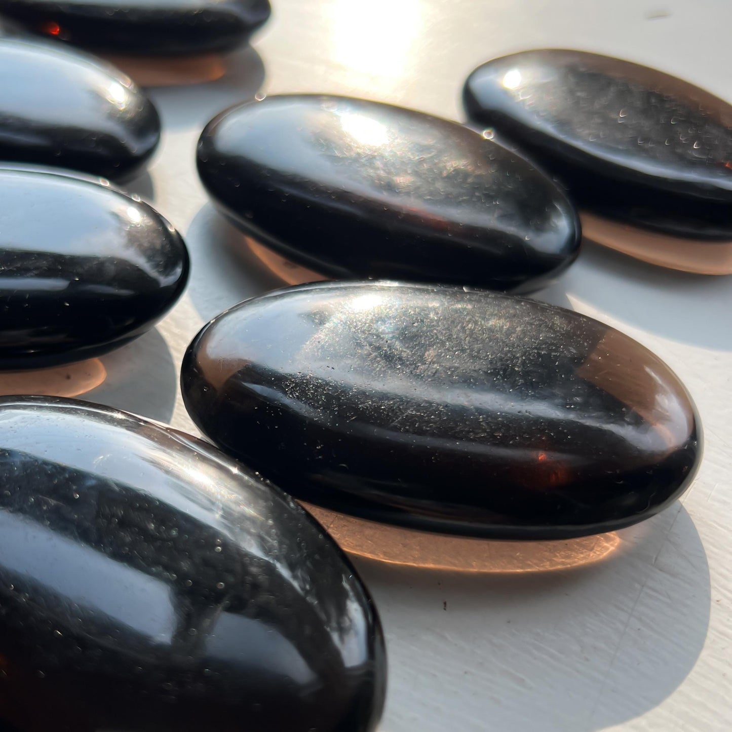 Smoky Obsidian Palm Stones