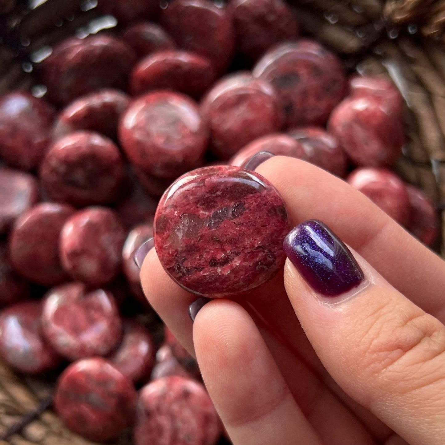 Thulite Flat Tumble Stones