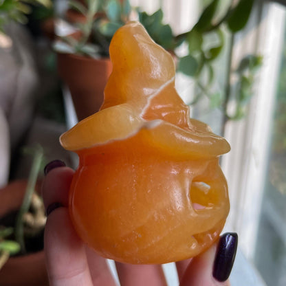 Orange Calcite Witch Pumpkin