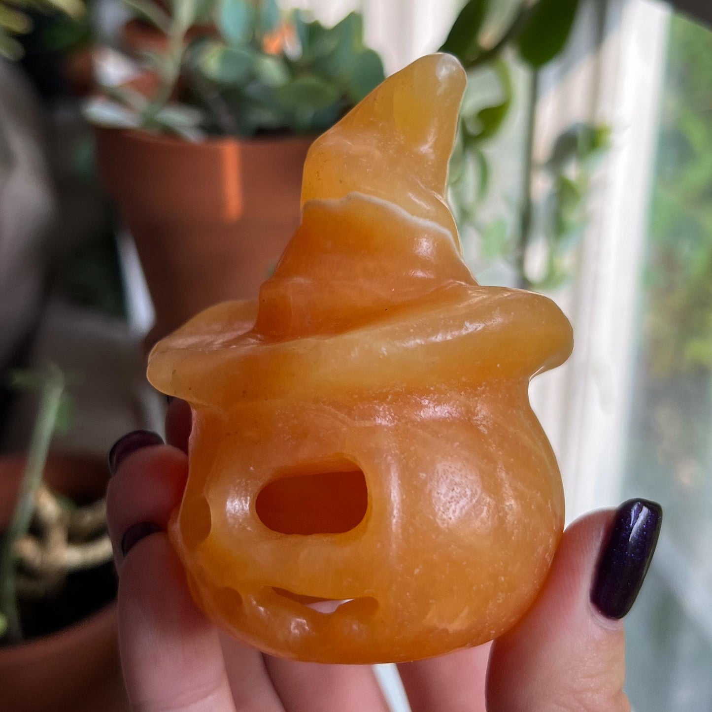 Orange Calcite Witch Pumpkin