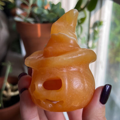 Orange Calcite Witch Pumpkin