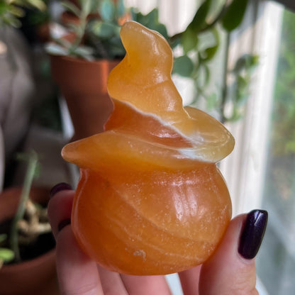 Orange Calcite Witch Pumpkin