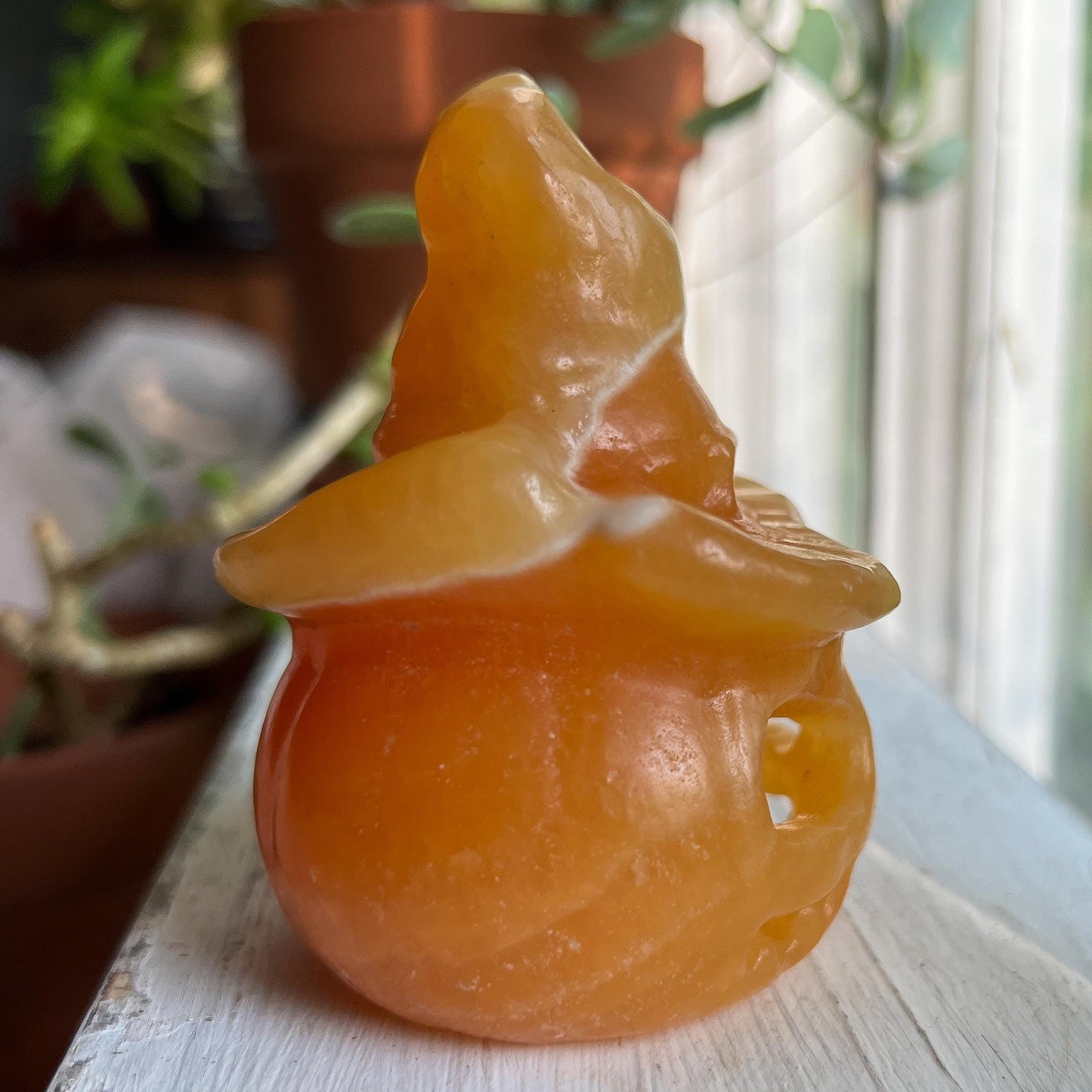 Orange Calcite Witch Pumpkin