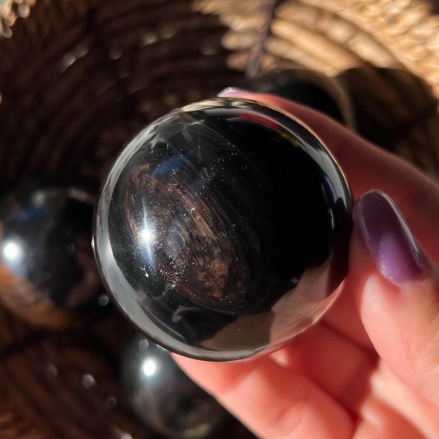 Copper Black Obsidian Sphere