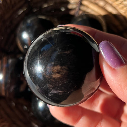 Copper Black Obsidian Sphere