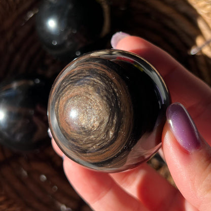 Copper Black Obsidian Sphere