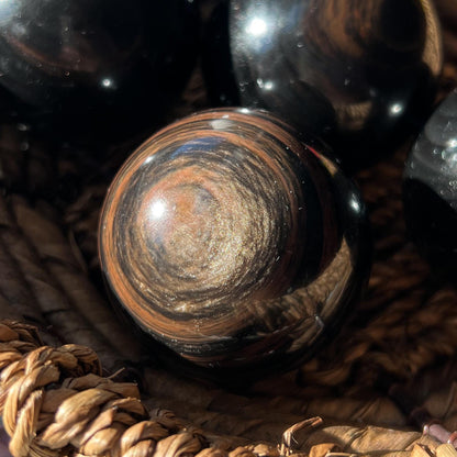 Copper Black Obsidian Sphere