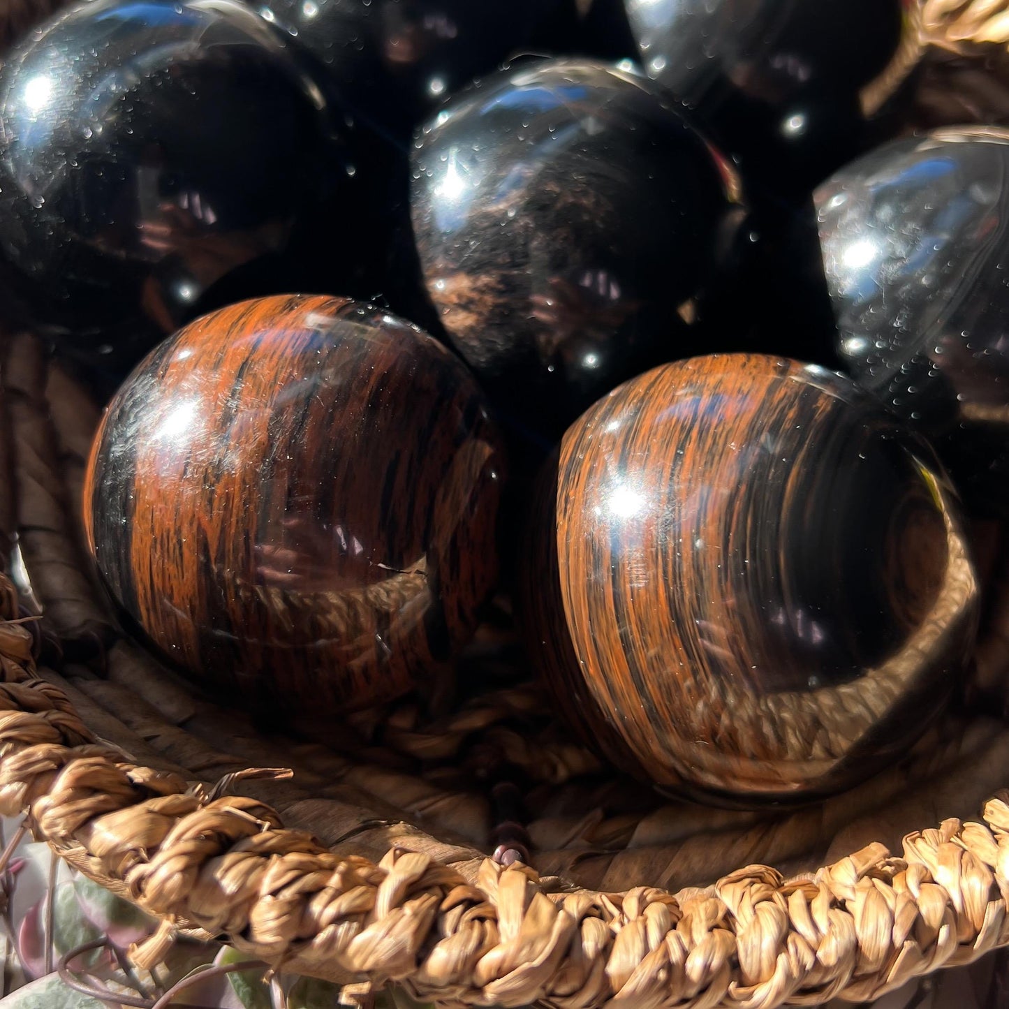 Copper Black Obsidian Sphere