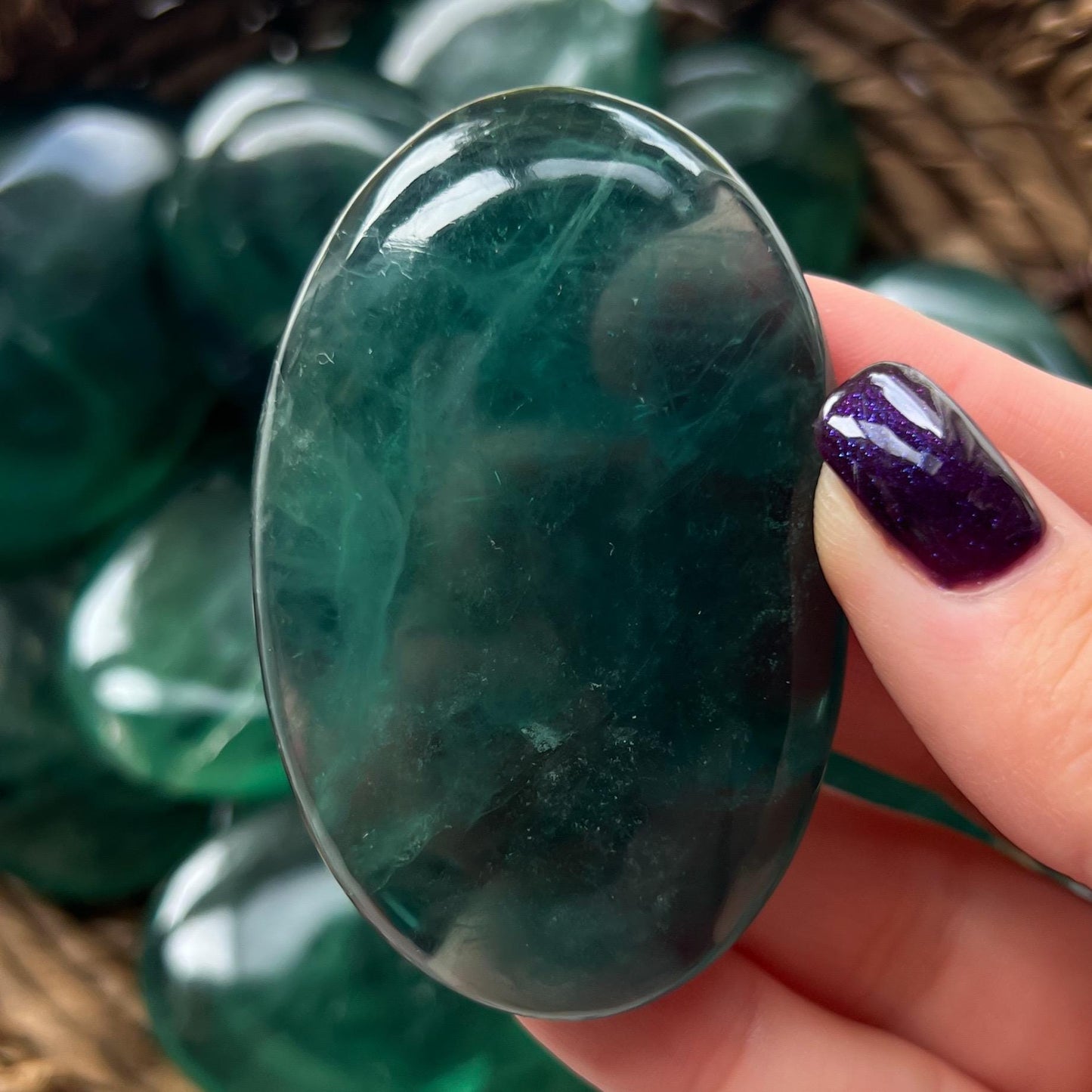 Emerald Green Fluorite Palm Stones