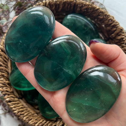 Emerald Green Fluorite Palm Stones