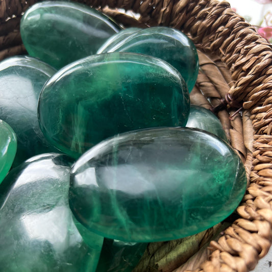 Emerald Green Fluorite Palm Stones