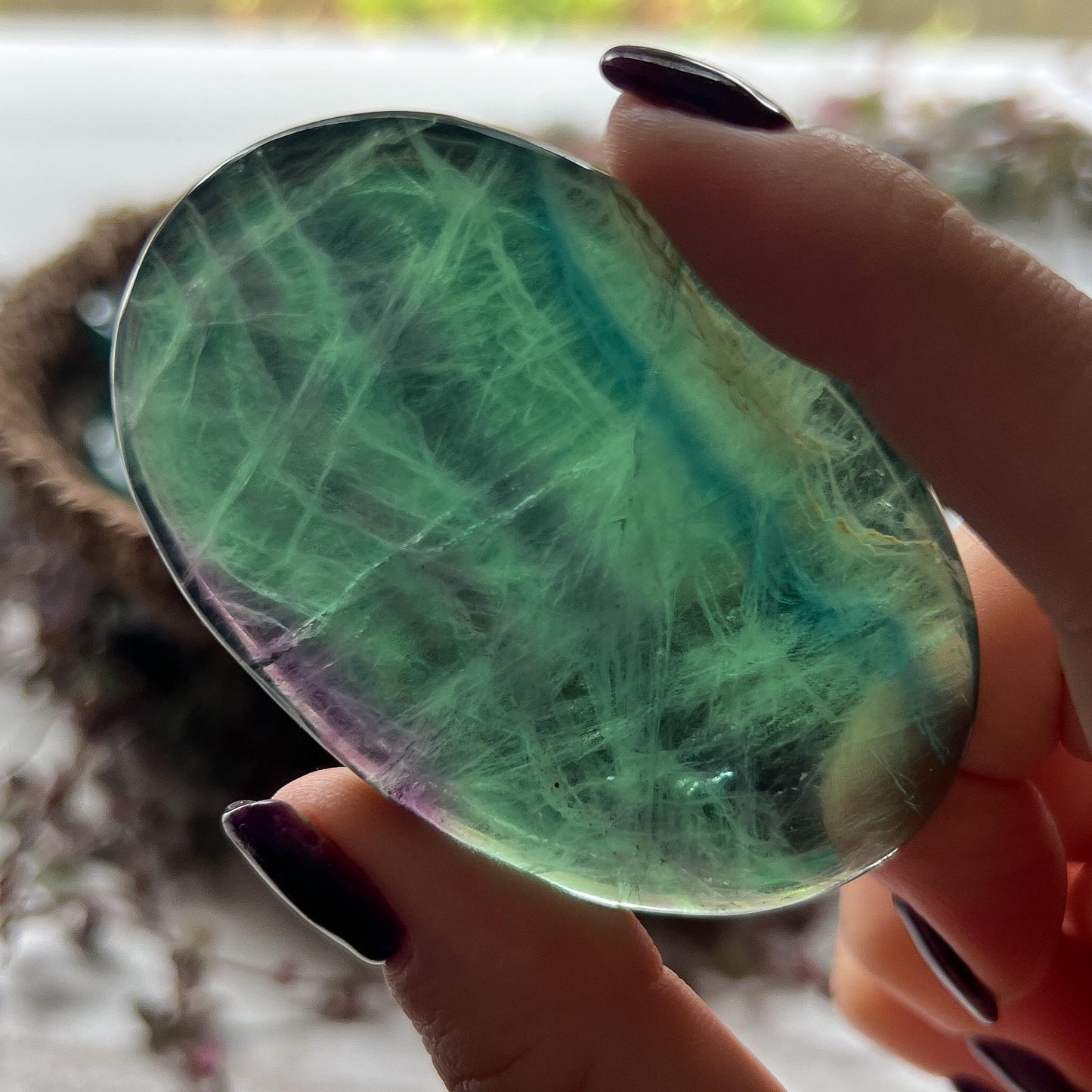 Emerald Green Fluorite Palm Stones