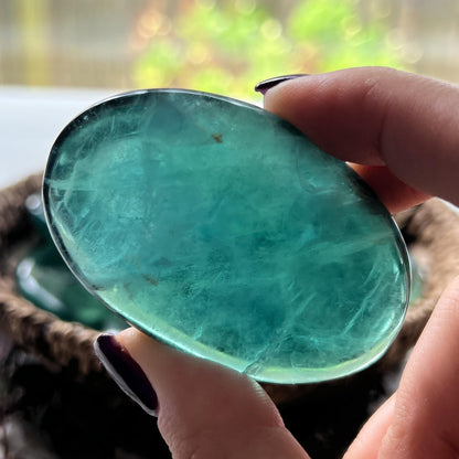 Emerald Green Fluorite Palm Stones