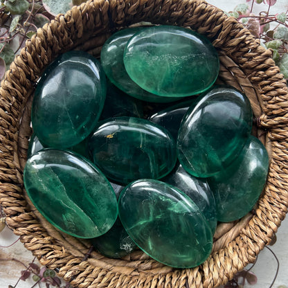 Emerald Green Fluorite Palm Stones