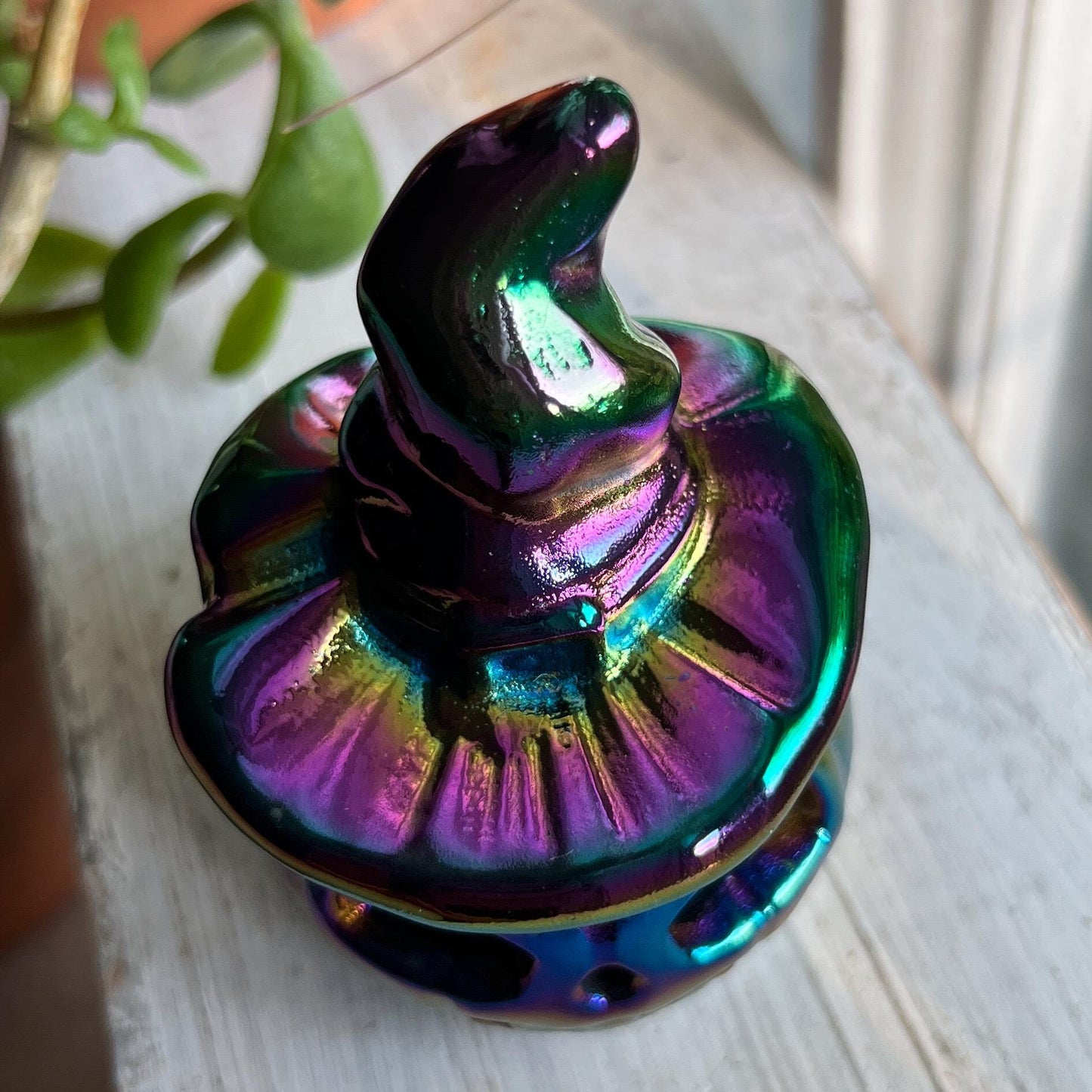Rainbow Aura Obsidian Witch Pumpkin